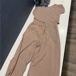 FP Movement by Free People Wide-Leg Lounge Pants Set - Dusty Taupe